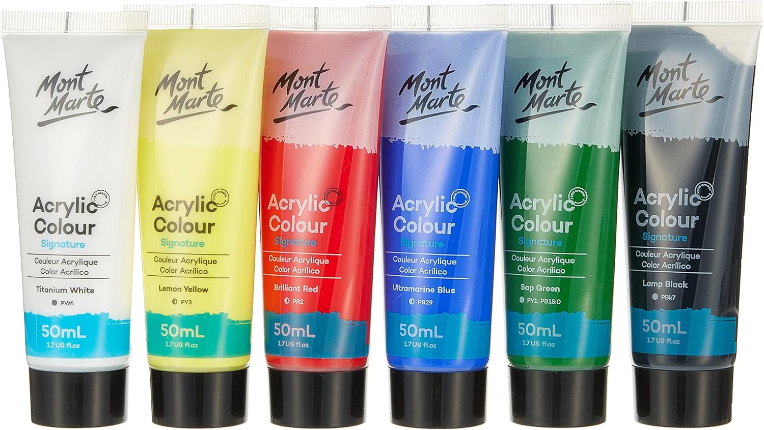 ACRYLIC COLOR PRIMARY 6 SET 50mL ( BRAND MONT MARTE )