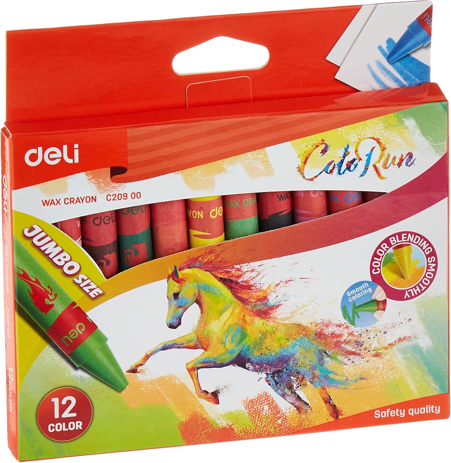 WAX CRAYON JUMBO ( BRAND DELI ) 12 COLORS