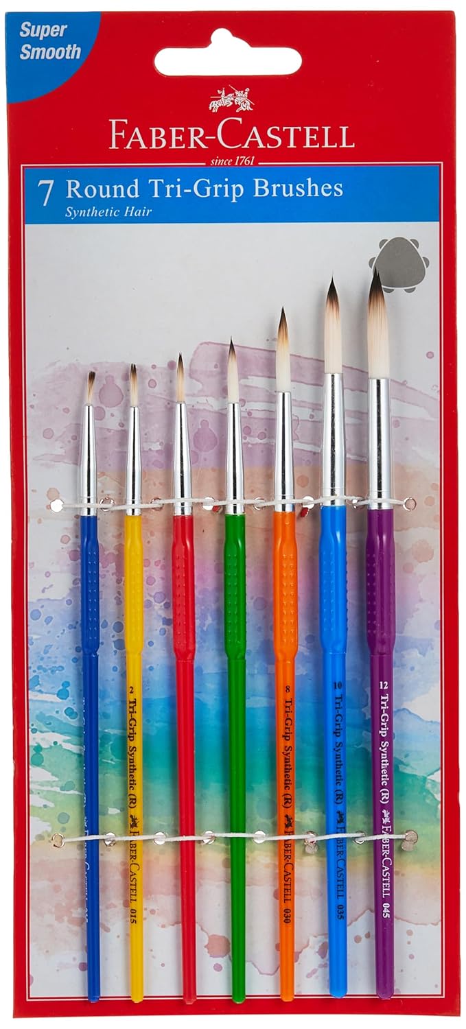 SYNTHETIC HAIR PAINT BRUSH ( BRAND FABER CASTELL ) 7PCS NO. 0,2,4,6,8,10,12