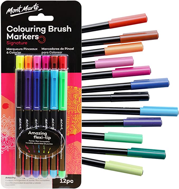 COLORING MARKER BRUSH ( BRAND MONT MARTE ) 12 COLORS