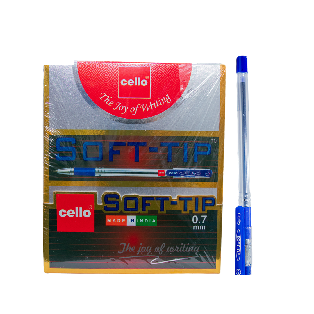 SOFT TIP 0.7 BLUE PEN ( BRAND CELLO ) 50PCS