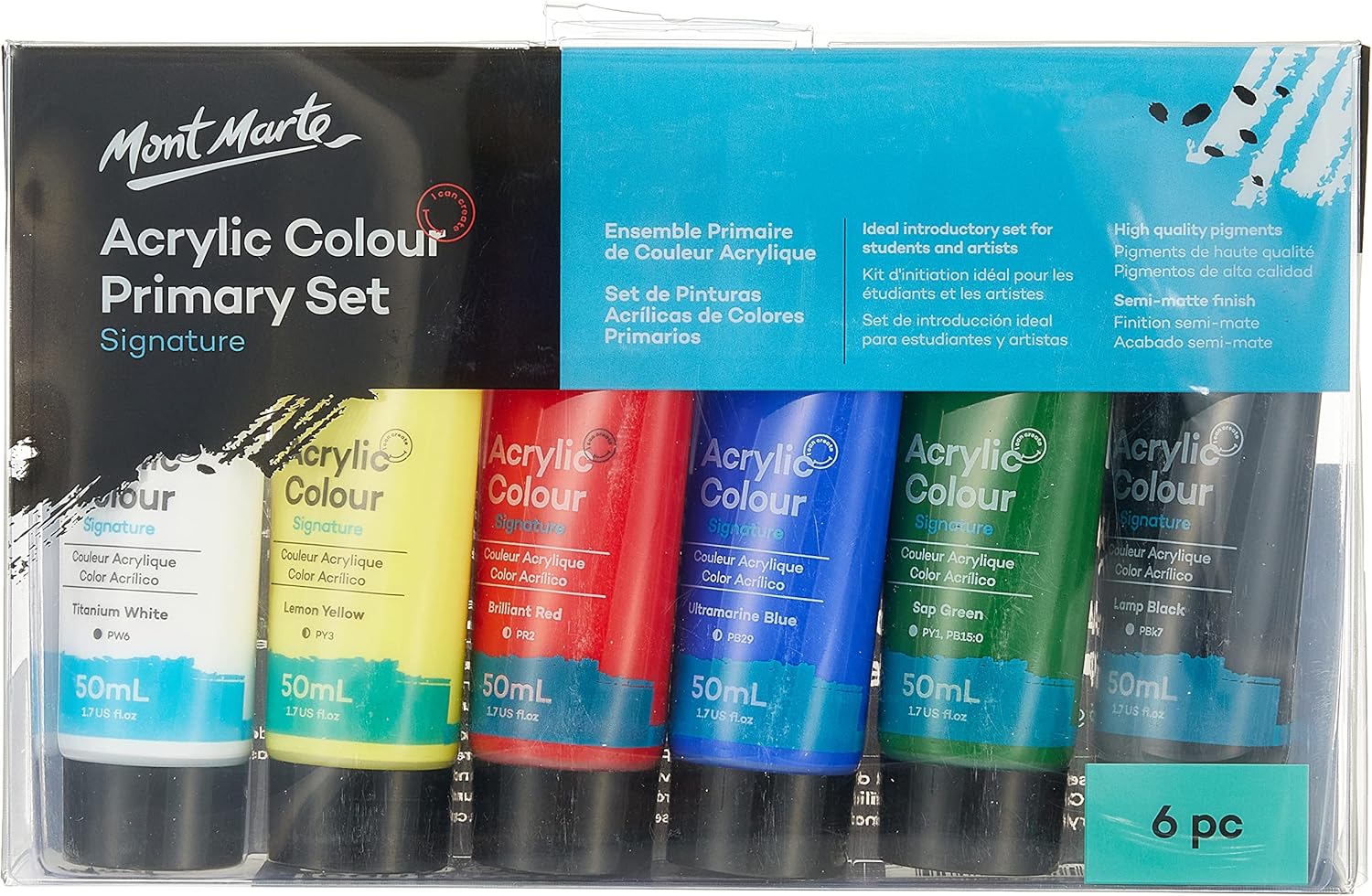 ACRYLIC COLOR PRIMARY 6 SET 50mL ( BRAND MONT MARTE )