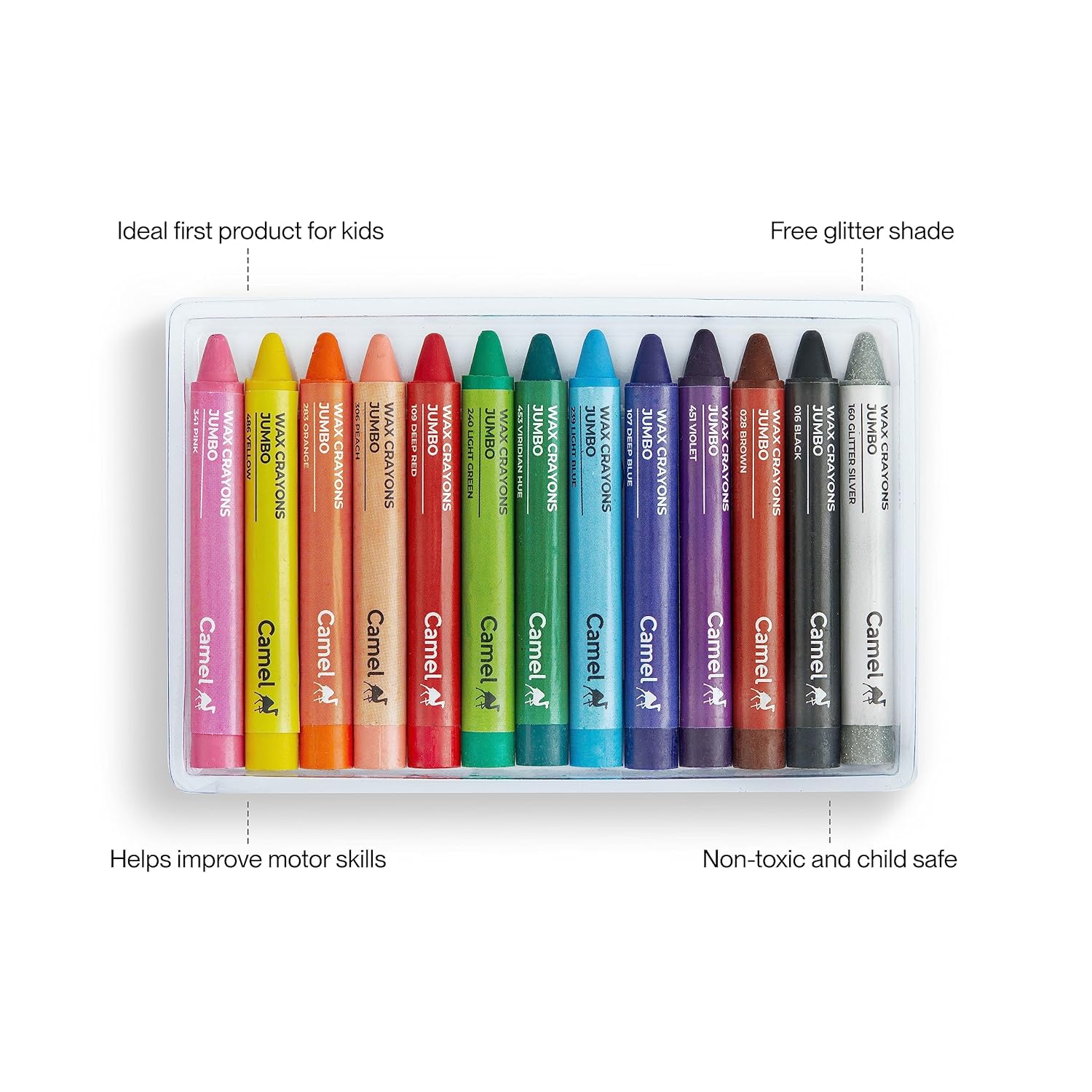 WAX CRAYON JUMBO ( BRAND CAMEL ) 12 SHADES