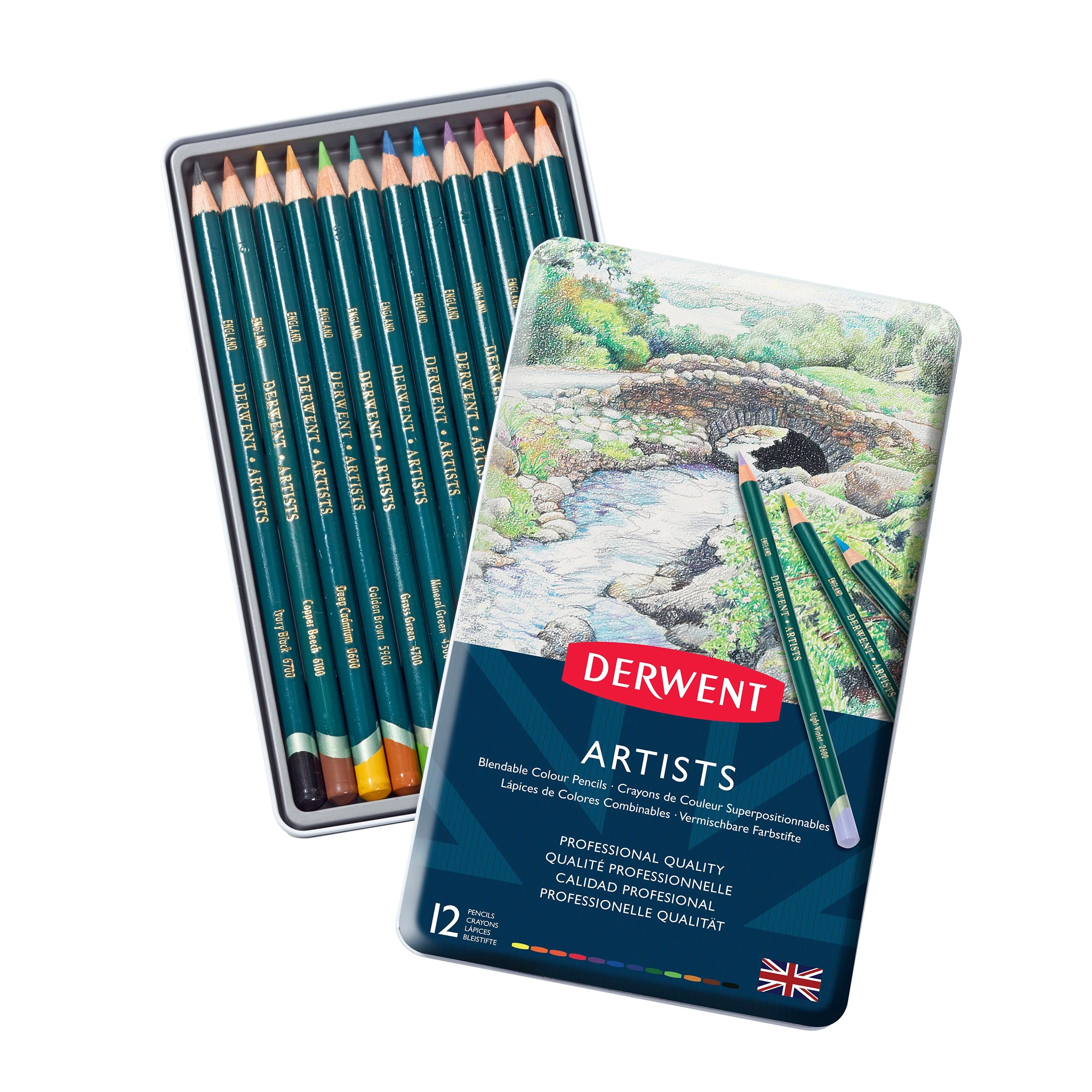 COLORED PENCIL ( BRAND DERWENT ) TIN OF 12