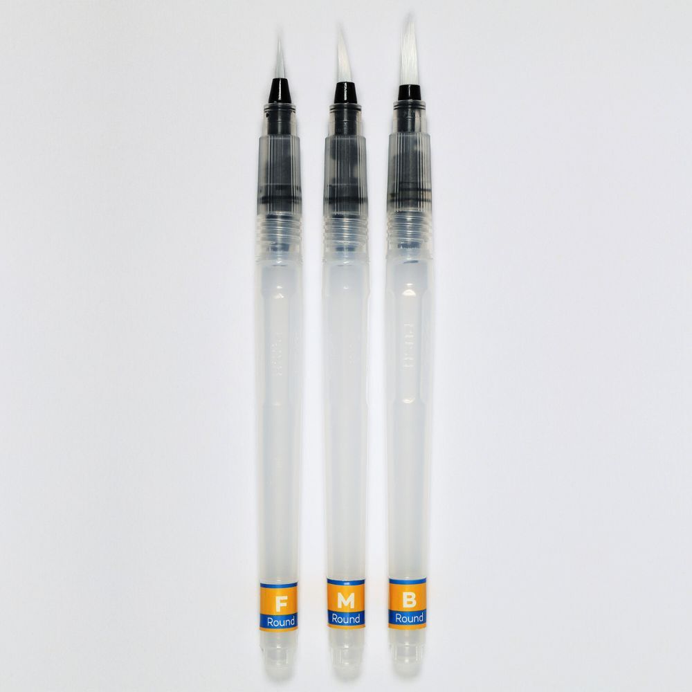 WATER BRUSH SET ( BRAND MONT MARTE ) SIGNATURE SET OF 3 FOR FINE / MEDIUM / BROAD