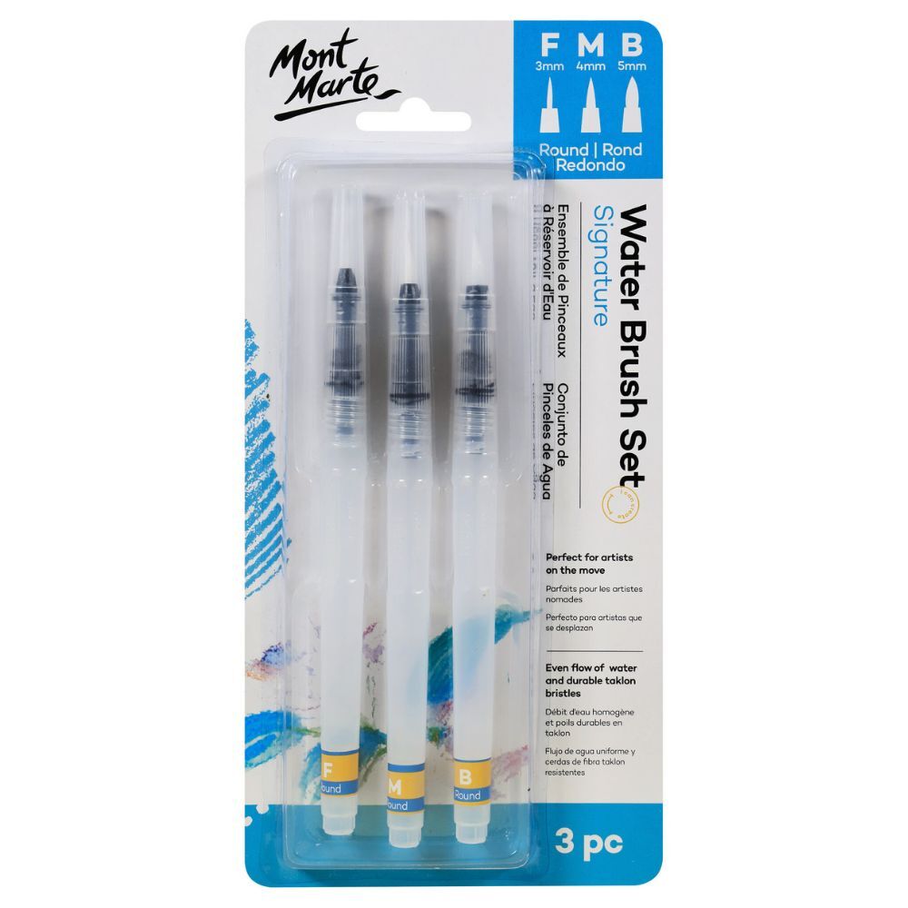 WATER BRUSH SET ( BRAND MONT MARTE ) SIGNATURE SET OF 3 FOR FINE / MEDIUM / BROAD