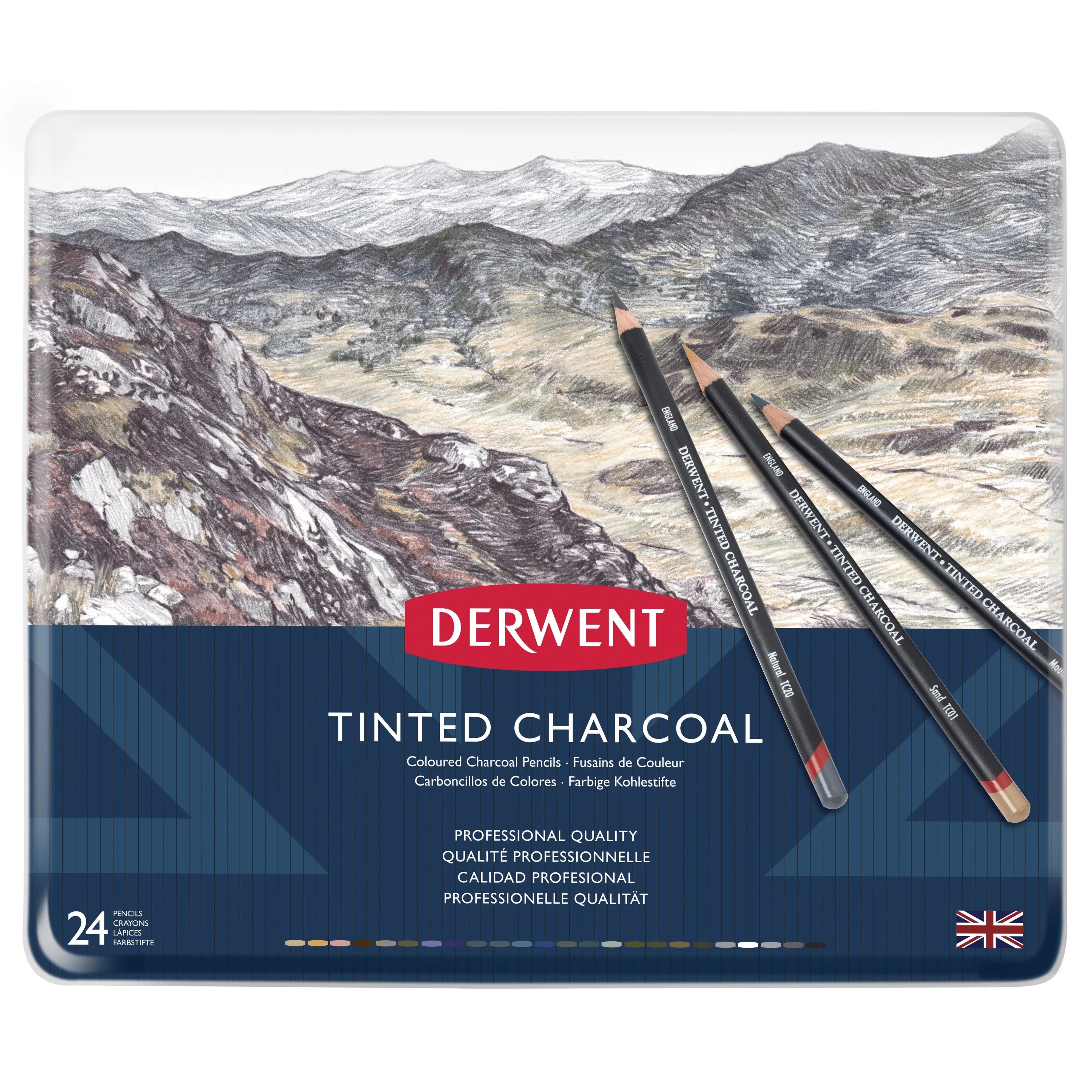 CHARCOAL ( BRAND DERWENT ) TINTED CHARCOAL 24 PCS PENCILS