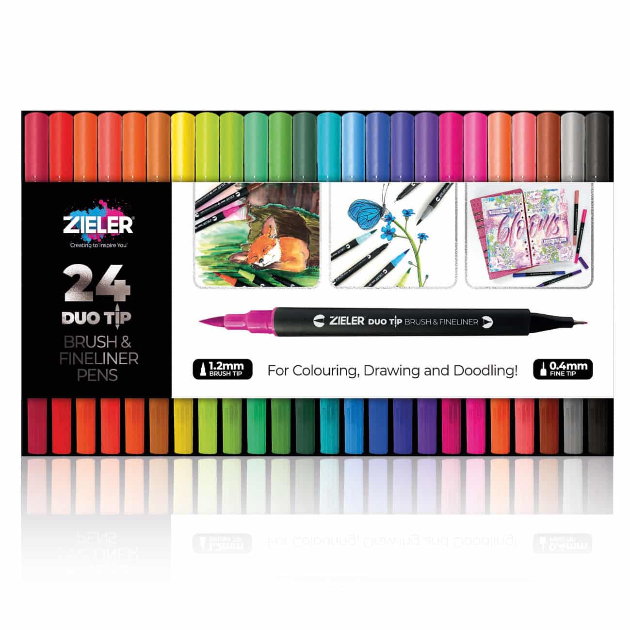 FINELINER BRUSH PENS DUO TIP ( BRAND ZIELER ) SET OF 24