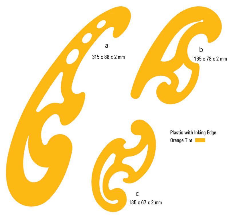 Isomars French Curves - Set of 3 - A- 315x88x2mm B-165x78x2mm C-135x67x2mm