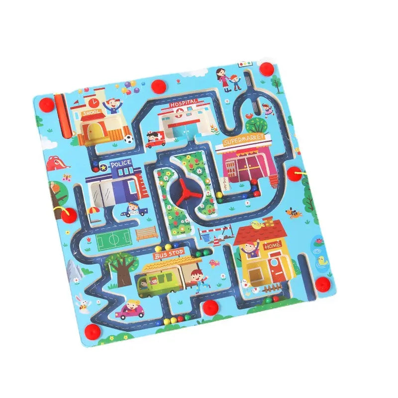 EDUCATIONAL TOYS CITY STREET MAZE WOODEN BOARD