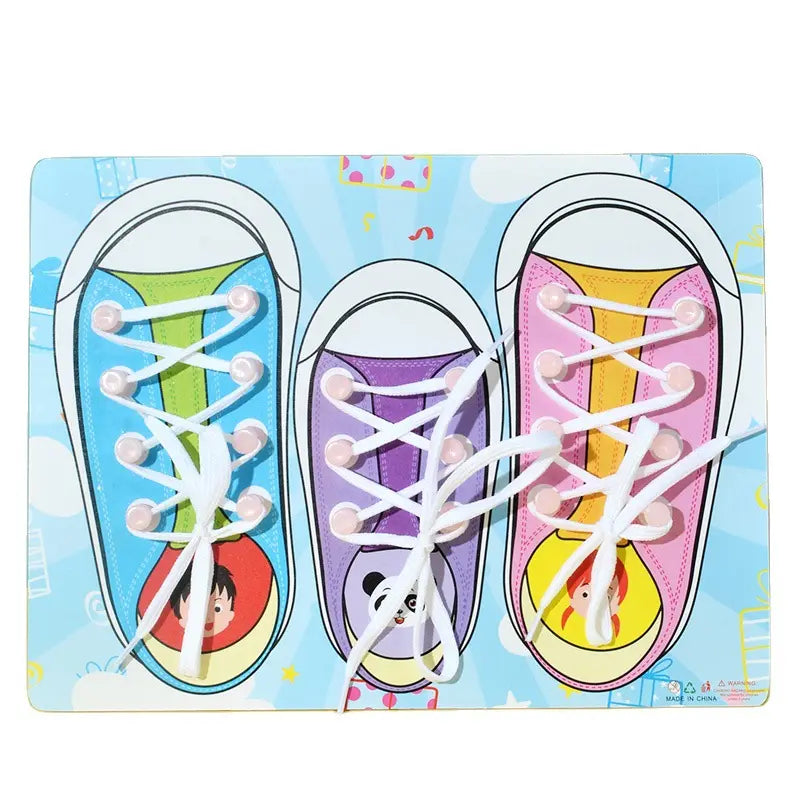 EDUCATIONAL TOY WOODEN SHOE LACING
