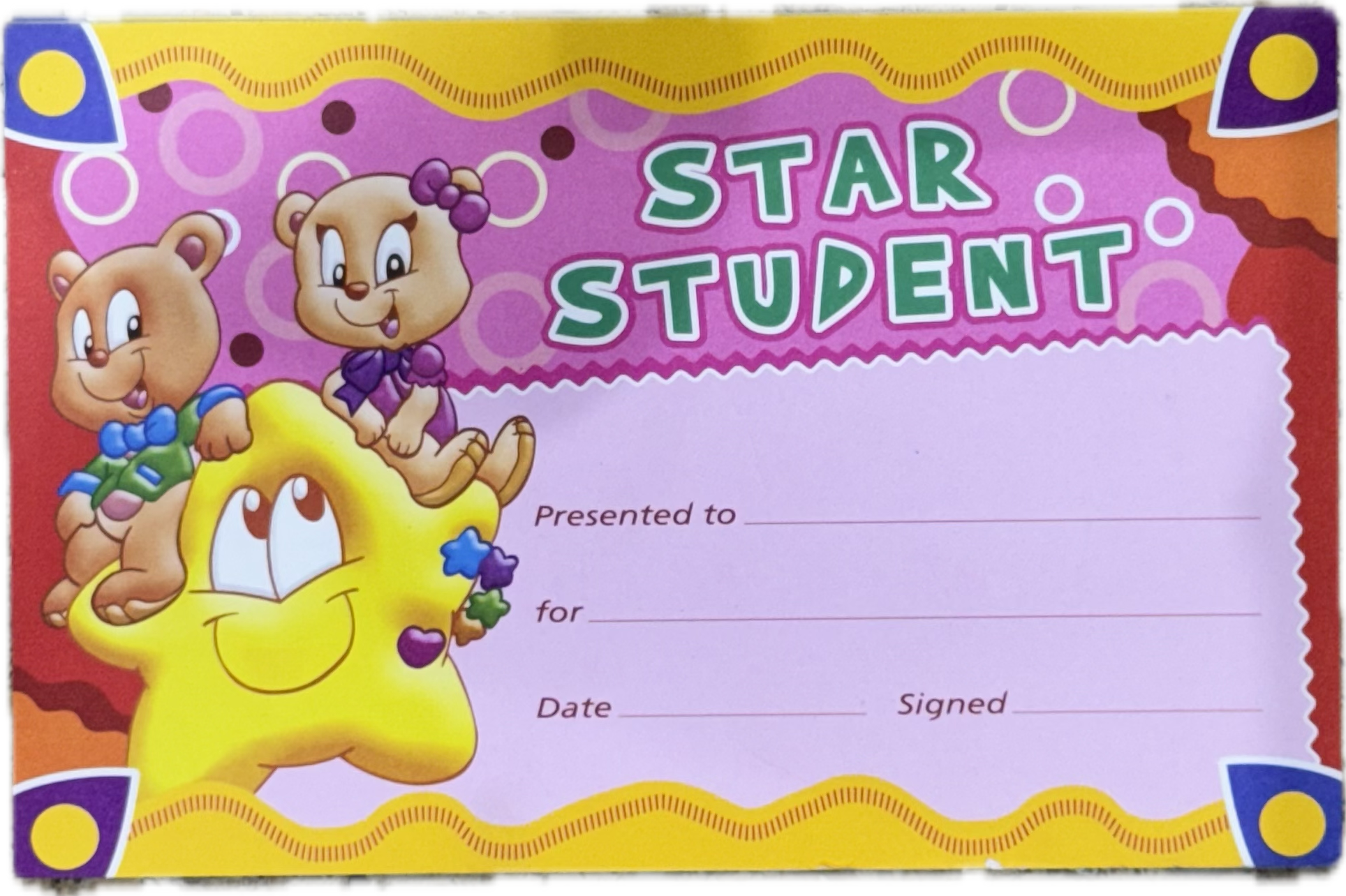 KIDS CERTIFICATE ( STAR STUDENT AWARD )