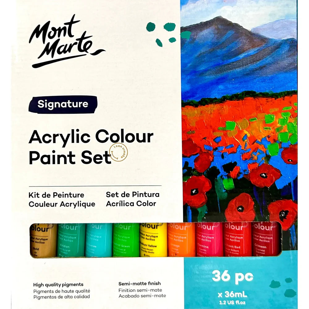 ACRYLIC COLOR PAINT SET ( BRAND MONT MARTE ) SIGNATURE 36 PCS