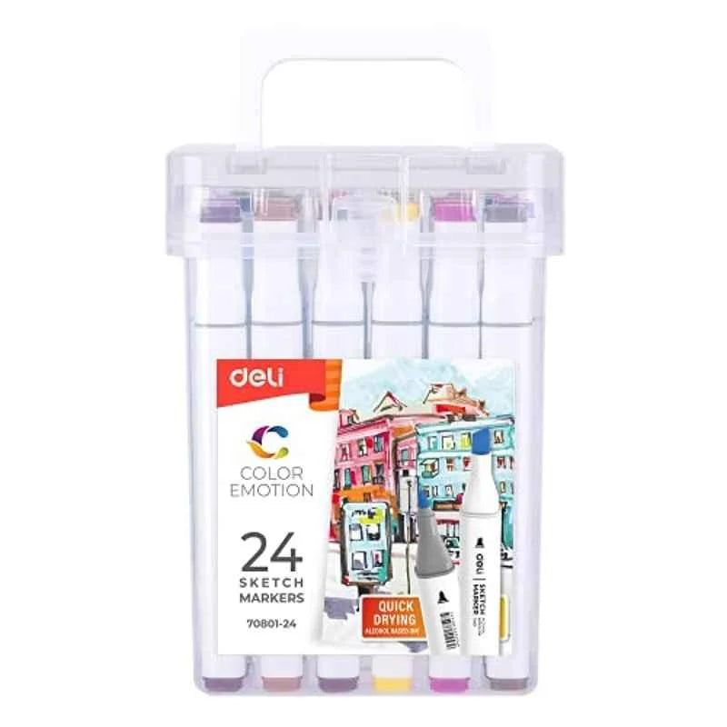 SKETCH MARKER SET ( BRAND DELI ) 24 COLORS