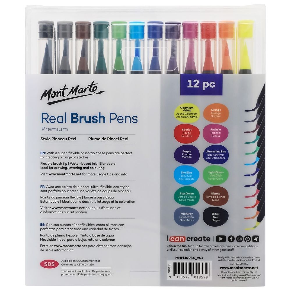 REAL BRUSH PENS ( BRAND MONT MARTE ) 12PCS