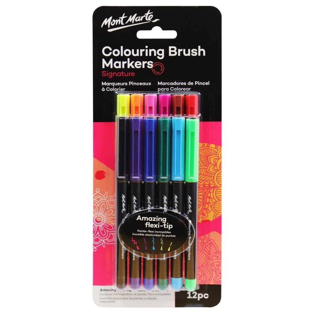 COLORING MARKER BRUSH ( BRAND MONT MARTE ) 12 COLORS