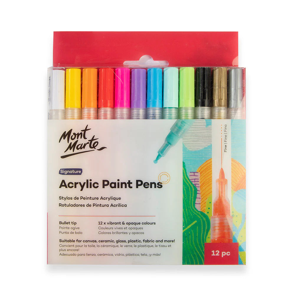 ACRYLIC PAINT PENS ( BRAND MONT MARTE ) SIGNATURE 12 COLORS