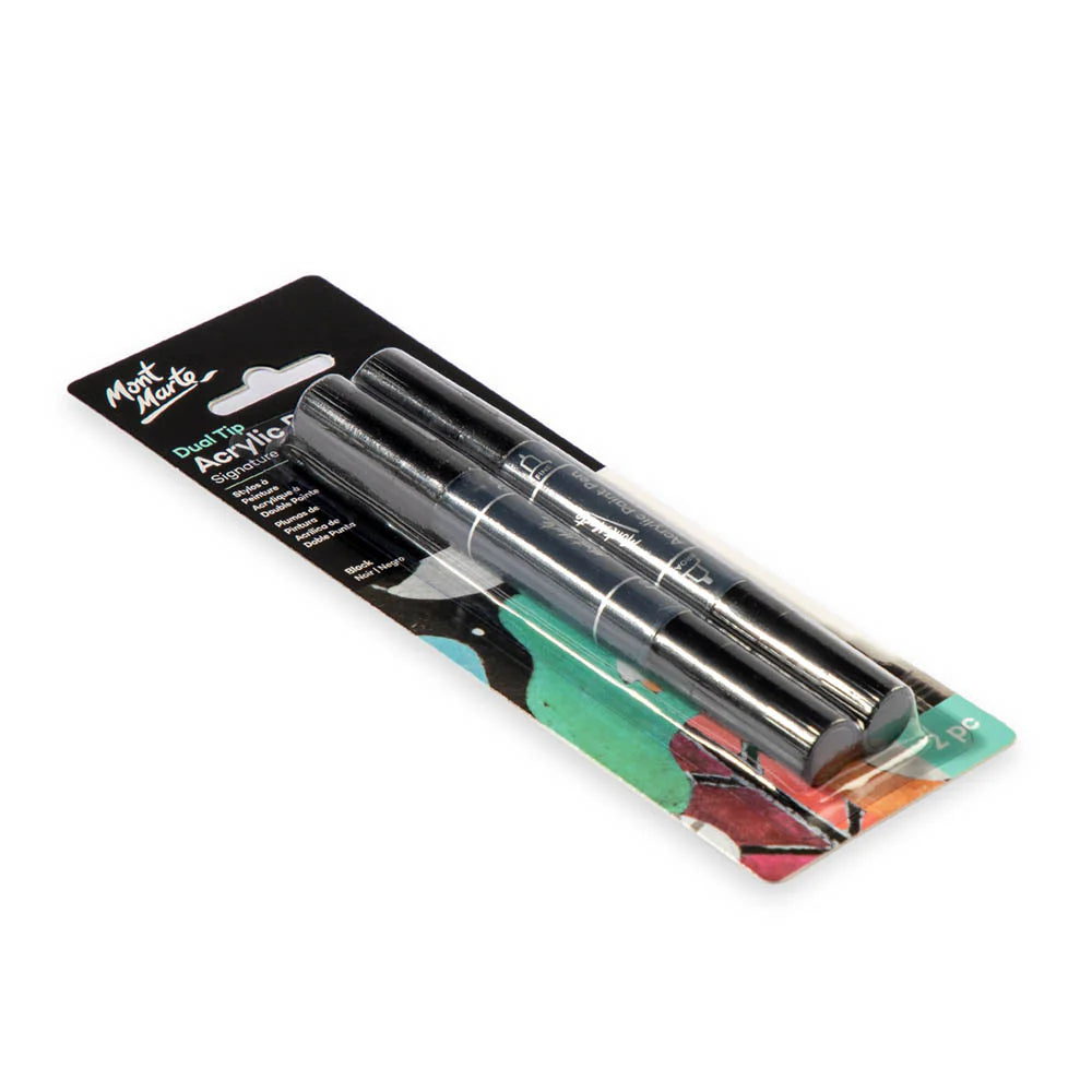 DUAL TIP ACRYLIC PAINT PEN ( BRAND MONT MARTE ) BLACK 2PCS