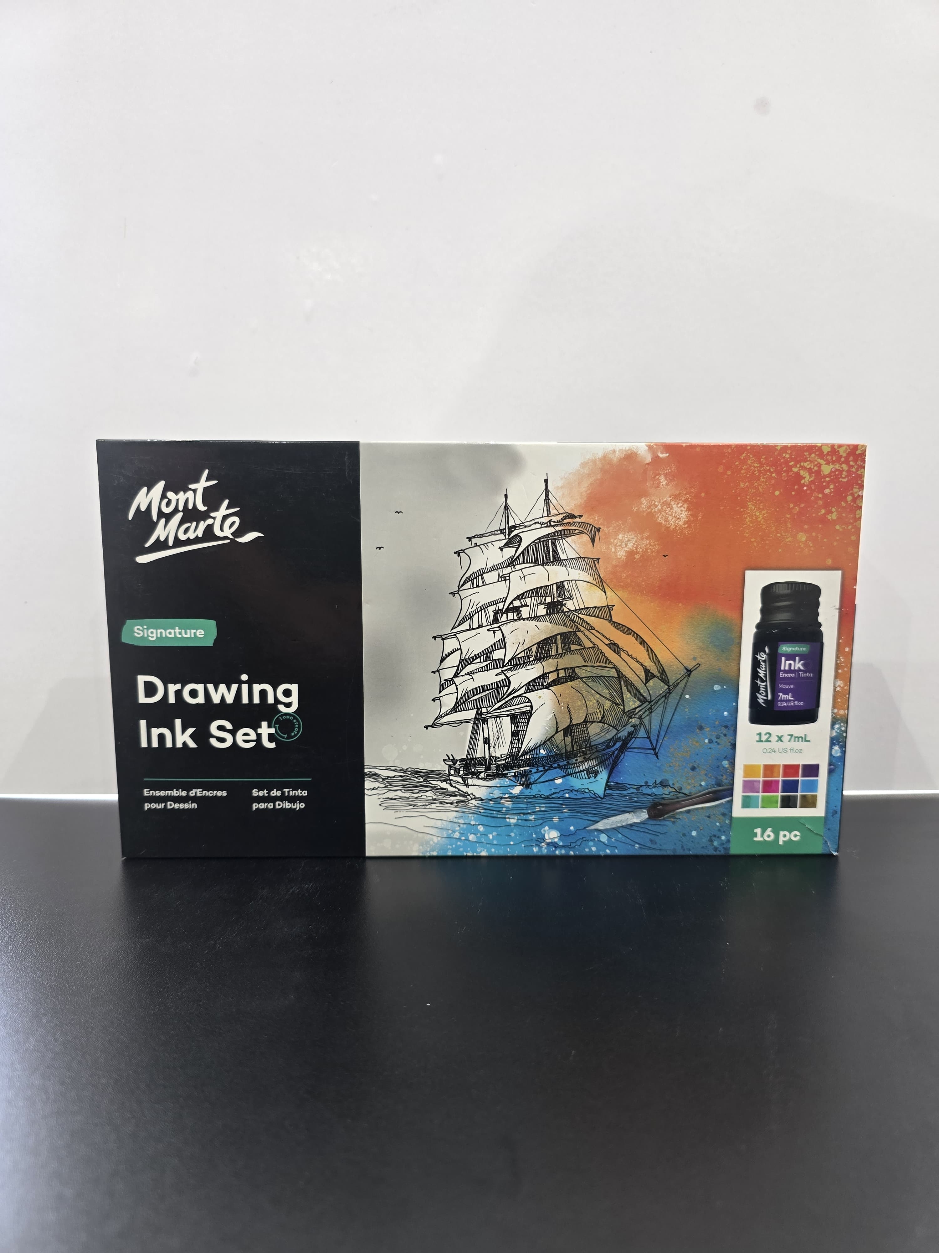 DRAWING INK SET ( BRAND MONT MARTE ) SIGNATURE 12 COLORS 7ML SET OF 16