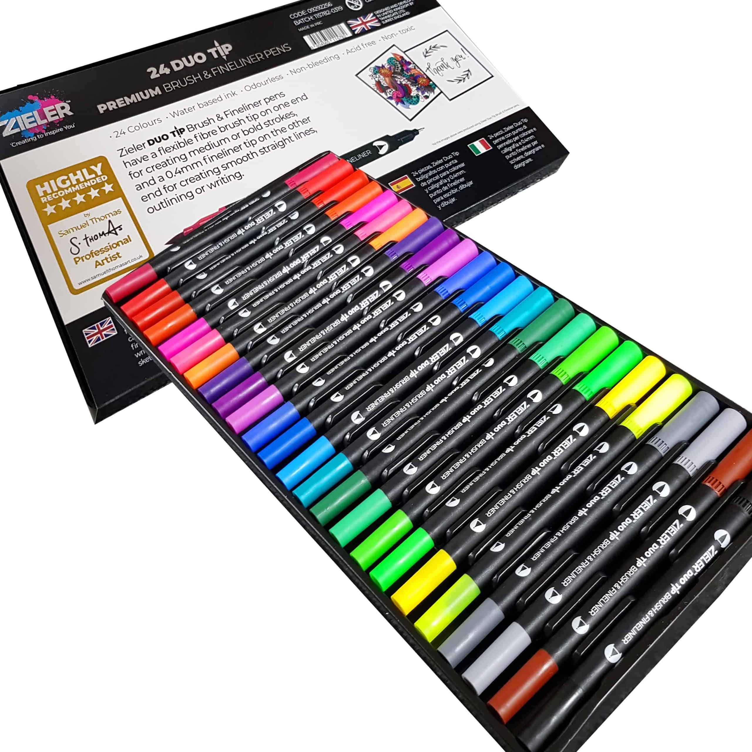FINELINER BRUSH PENS DUO TIP ( BRAND ZIELER ) SET OF 24