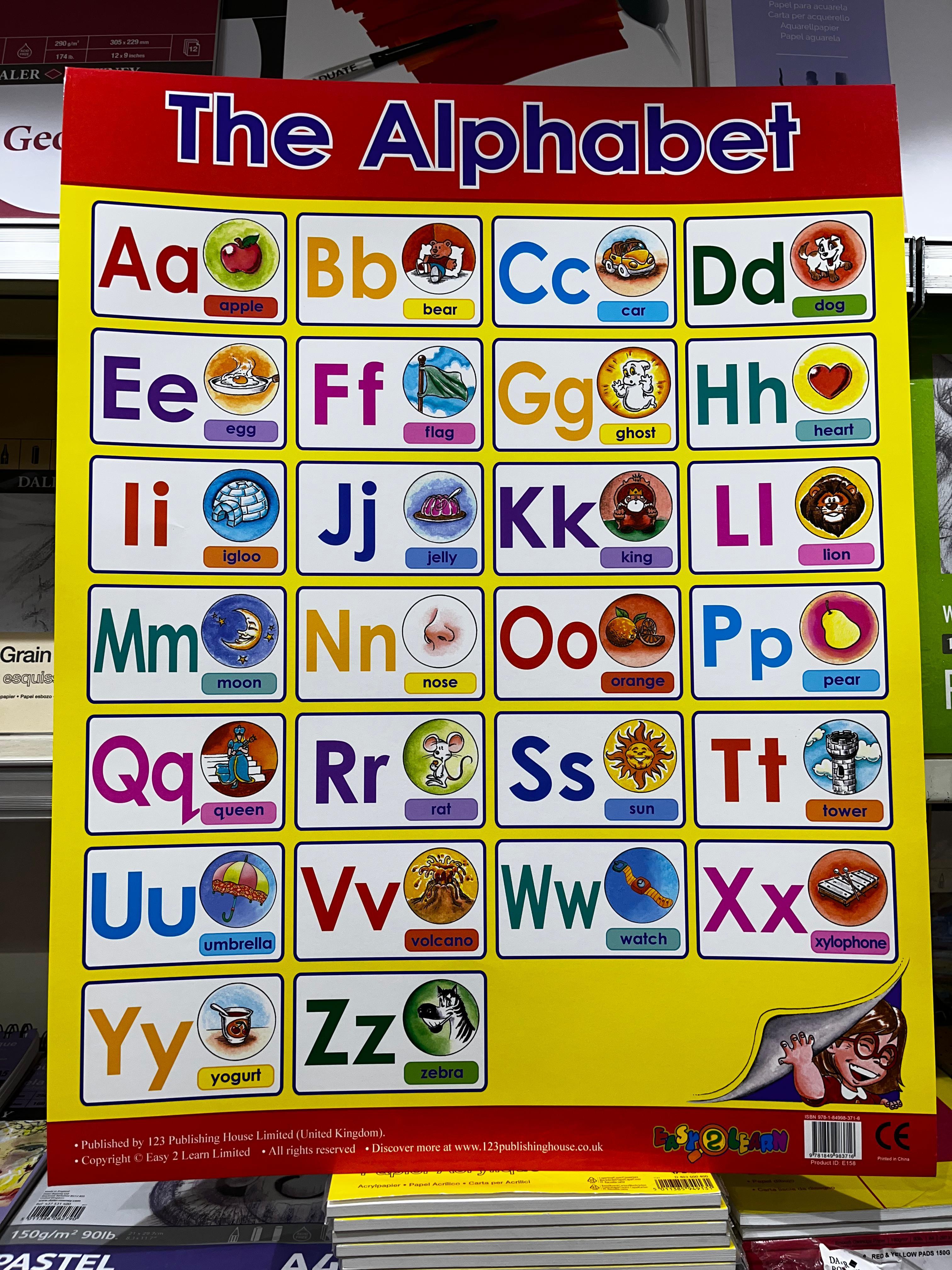 ENGLISH CHART BOARD - THE ALPHABET ID (E158)