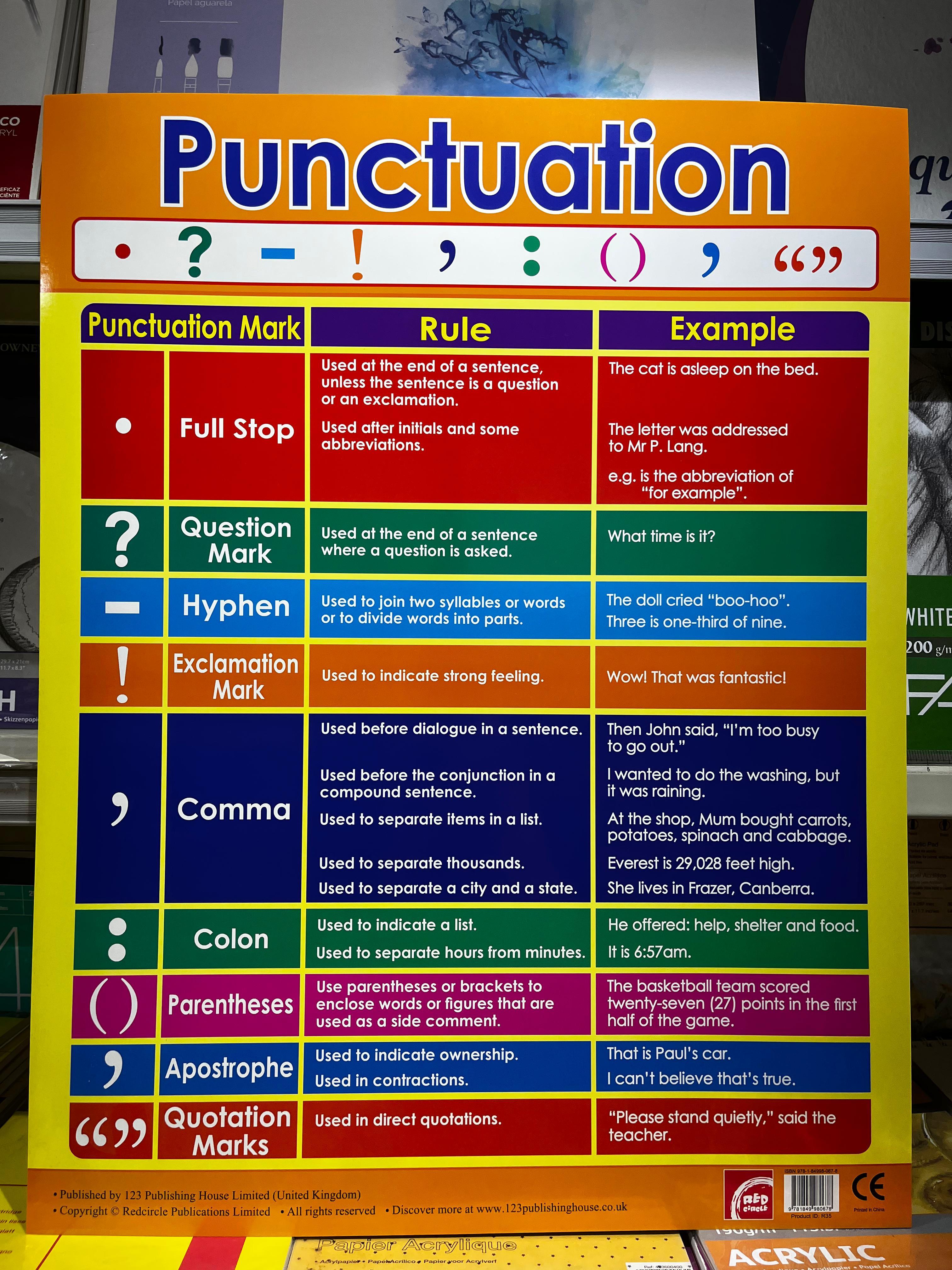 ENGLISH CHART BOARD - PUNCTUATION ID (R35)