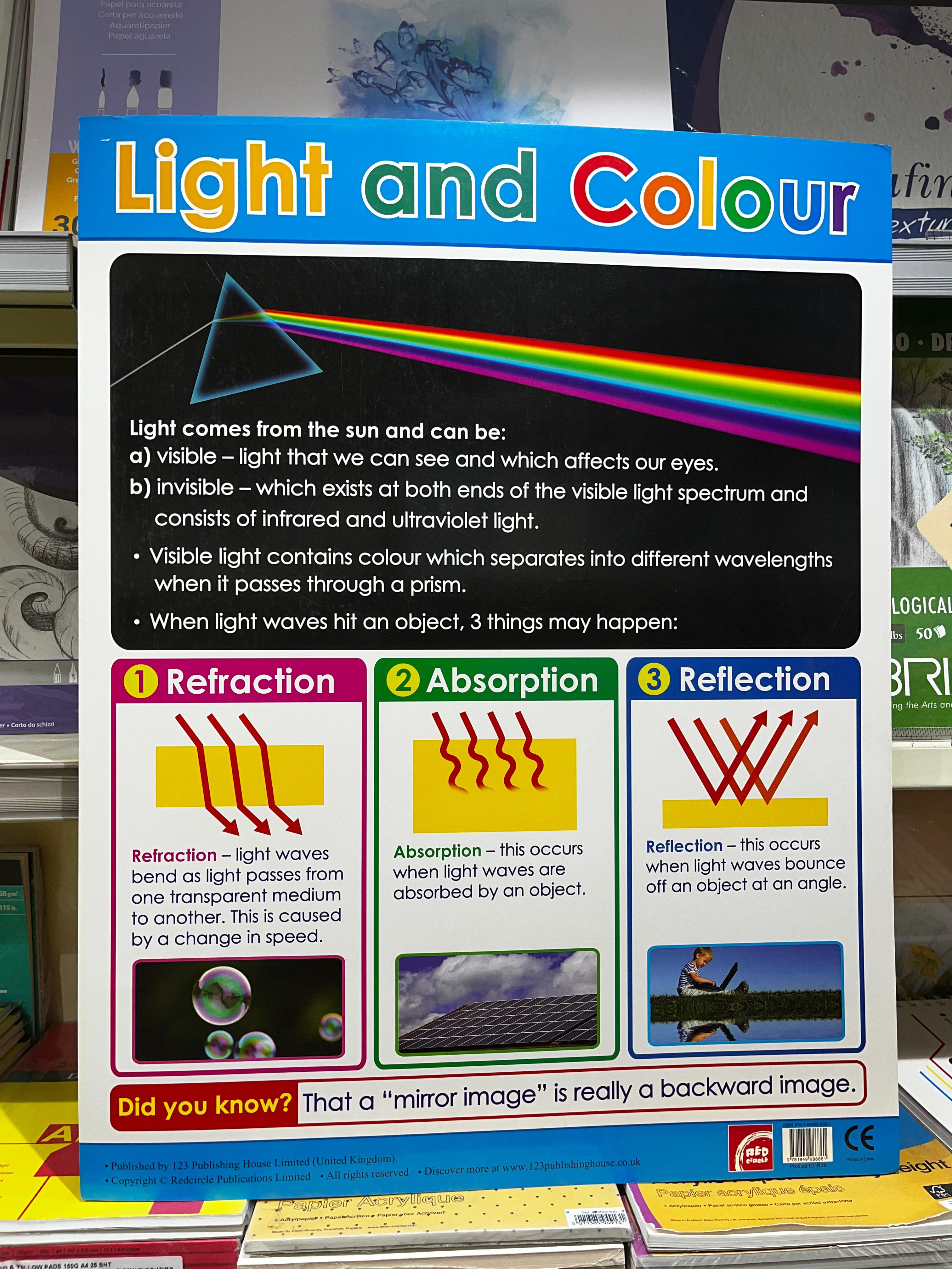 ENGLISH CHART BOARD - LIGHT AND COLOUR ID (R39)