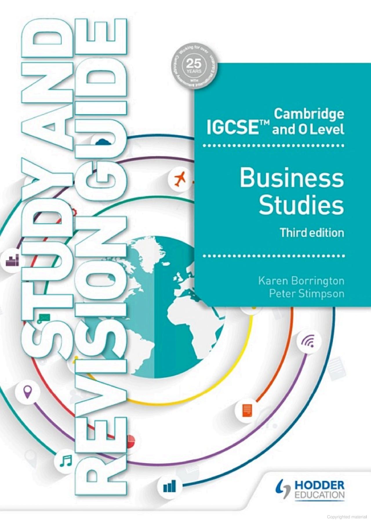 Cambridge IGCSE and O Level Business Studies Study and Revision Guide 3rd Edition