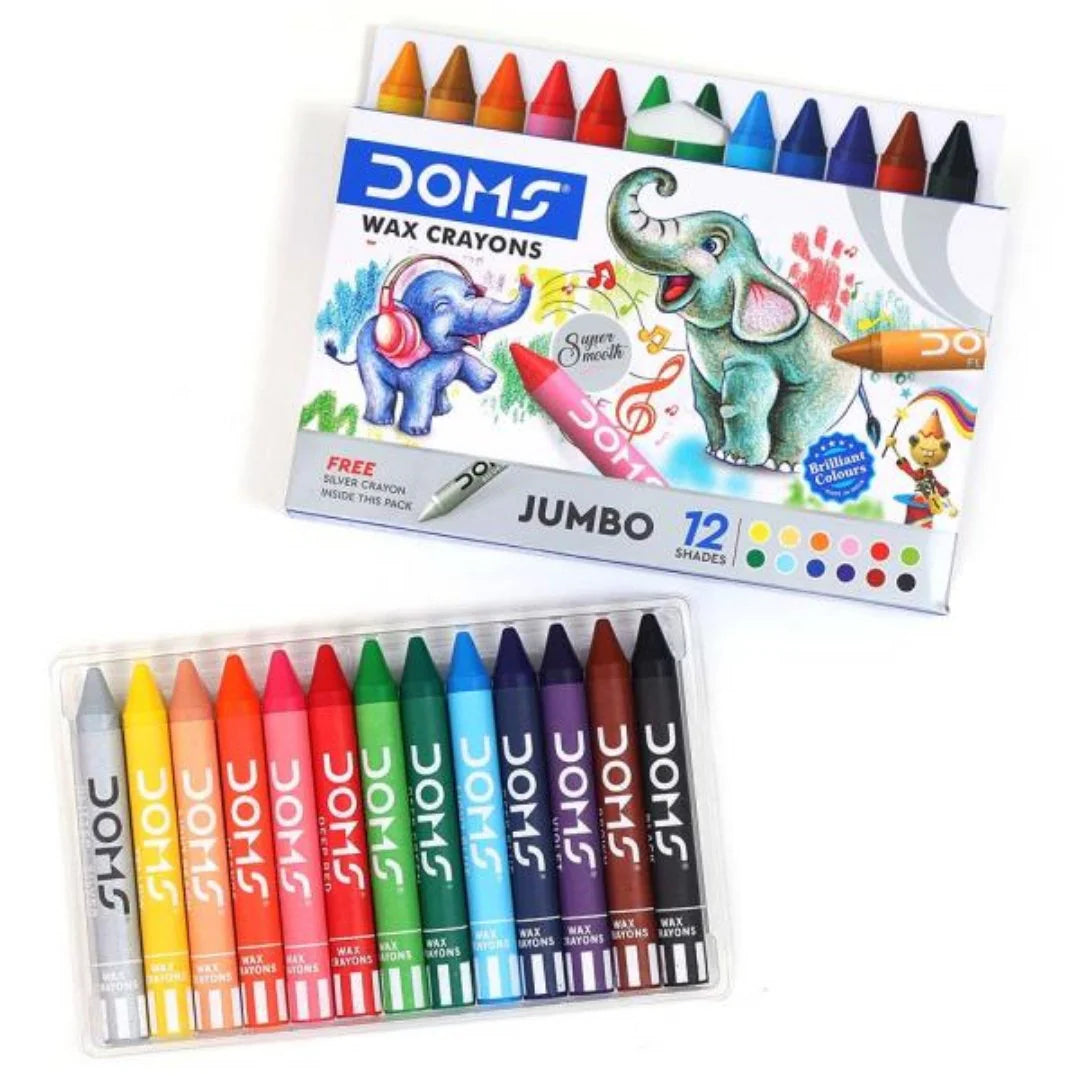JUMBO WAX CRAYONS 12 Shades + 1 ( BRAND DOMS )