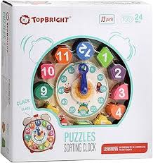 WOODEN SHAPE SORTING CLOCK PUZZLE ( TOPBRIGHT )