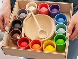 BALL AND CUPS WOODEN TOY