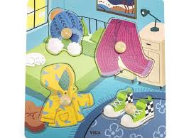 Viga Wooden Knob Puzzle - Clothes