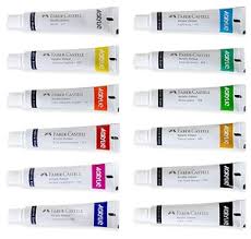 12 ACRYLIC COLORS 9ML ( BRAND FABER CASTELL )