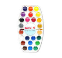 WATERCOLOR CAKES 24 COLORS ( BRAND CAMEL ) free stainless brush
