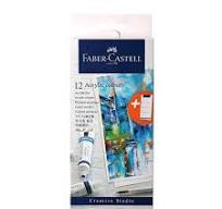12 ACRYLIC COLORS 9ML ( BRAND FABER CASTELL )