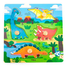 Viga Wooden Knob Puzzle: Dinosaurs