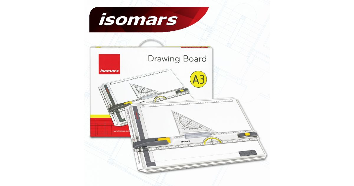 A3 DRAWING BOARD WITH TRIANGLE SCALES ( BRAND ISOMARS )