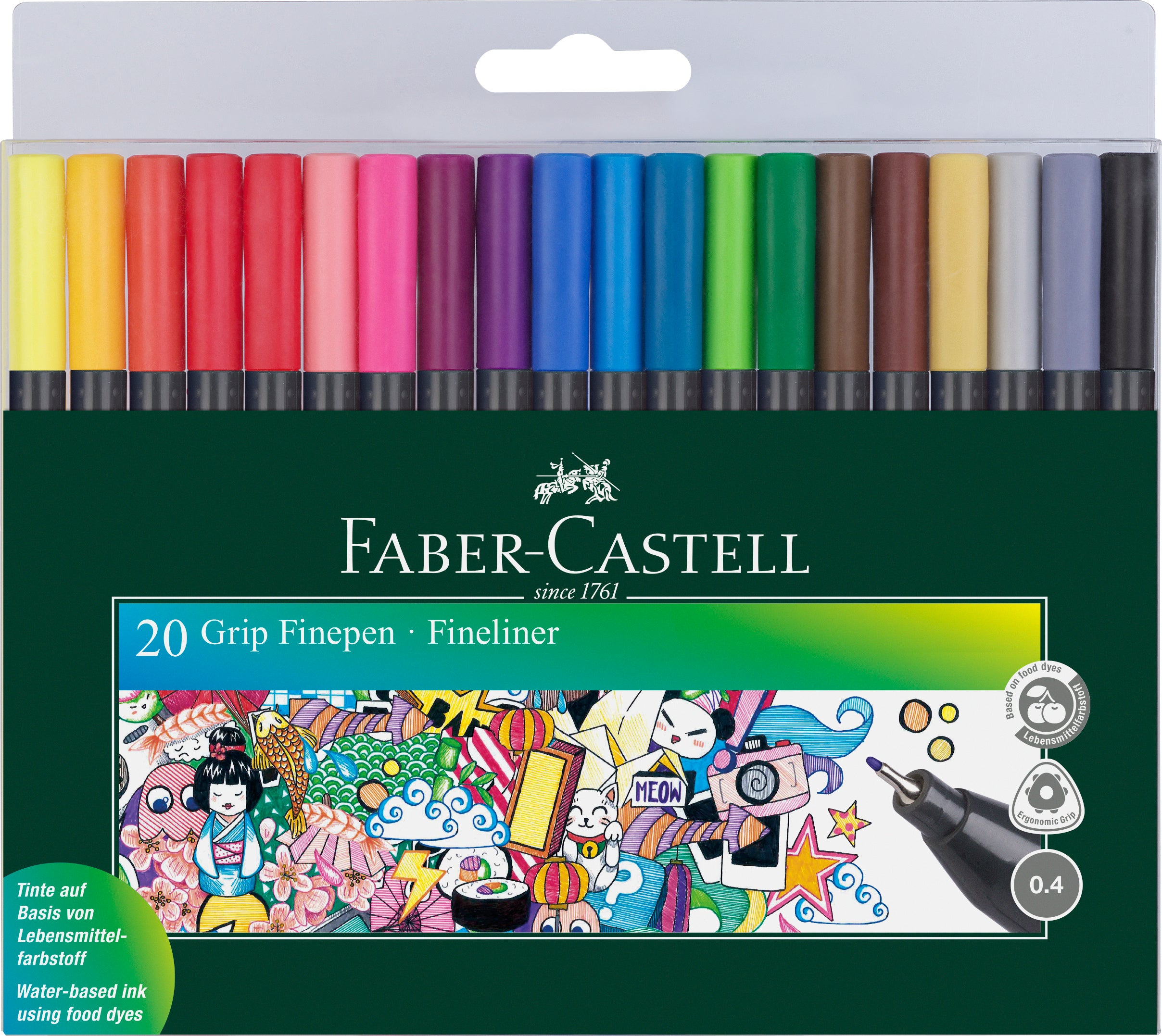FINELINER TIP PENS MULTI COLOR ( BRAND FABER CATELL ) 20PCS