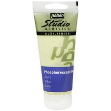 ACRYLIC PHOSPHORESCENT PAINT 100ml COLOR Yellow ( BRAND PEBEO )