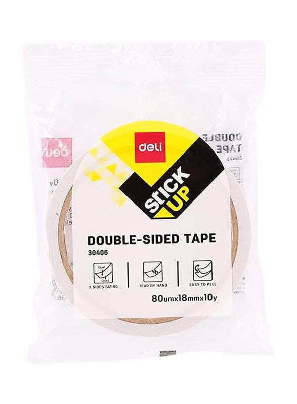 STICK UP DOUBLE SIDED TAPE ( BRAND DELI ) 80MX18MM 10YARDS