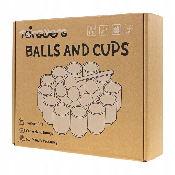 BALL AND CUPS WOODEN TOY