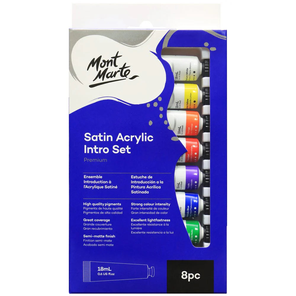 ACRYLIC PREMIUM SATIN INTRO SET ( BRAND MONT MARTE ) 8 COLOR TUBES