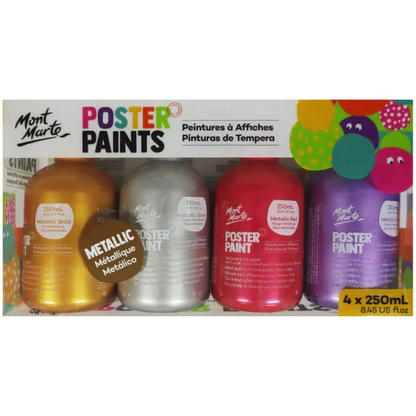 POSTER PAINT METALLIC SET OF 4 COLORS ( BRAND MONT MARTE )
