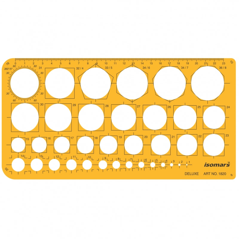 DELUXE CIRCLE TEMPLATE 36 CIRCLES NO.1820D ( BRAND ISOMARS )