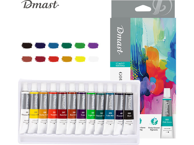 GOUACHE COLOR PAINTS ( BRAND DMAST ) 12colors 12ml