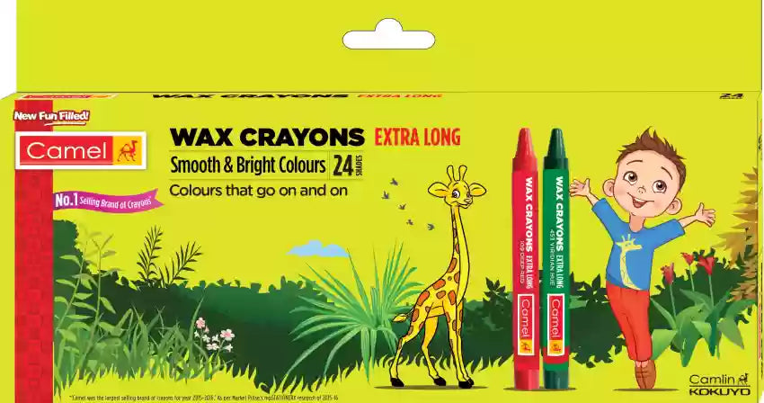 WAX CRAYON EXTRA LONG ( BRAND CAMEL ) 24 COLORS