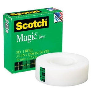 MAGIC TAPE ( BRAND SCOTCH ) 1 roll 3/4 inch x 1296 inch 19mmx 32.9m