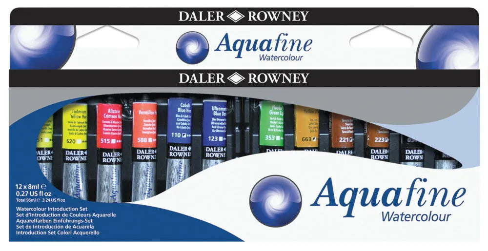 Daler-Rowney Aquafine Watercolour Introduction Set - 12 x 8ml Tubes