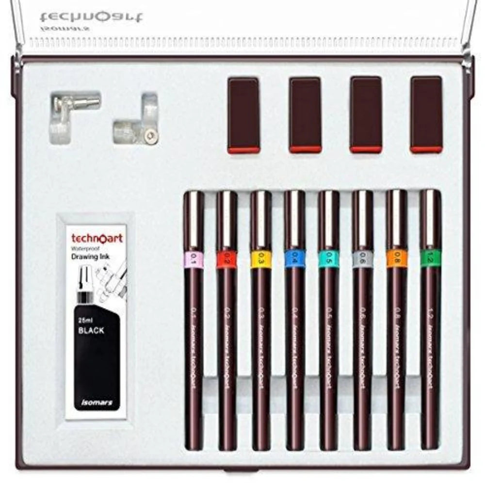 TECHNOART TECHNICAL DRAWING PEN SET OF 8 ( BRAND ISOMARS )