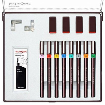 TECHNOART TECHNICAL DRAWING PEN SET OF 8 ( BRAND ISOMARS )